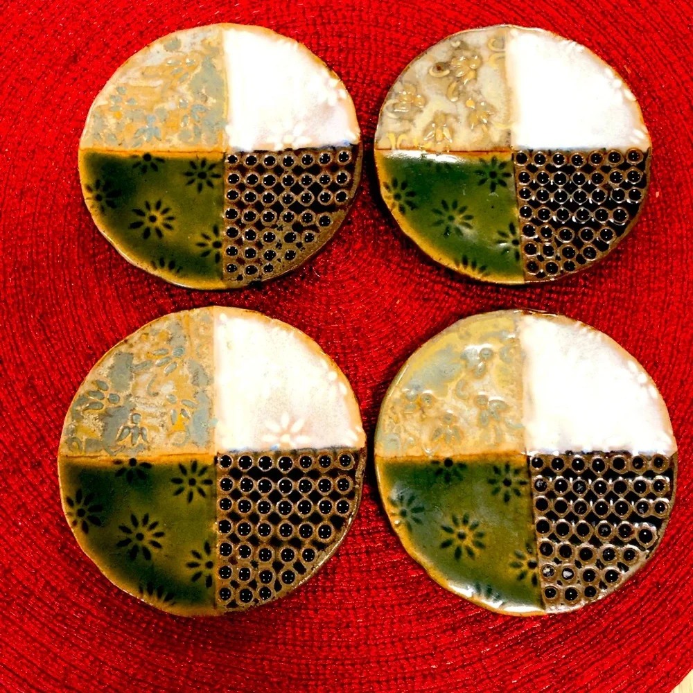 4 Pier 1 Pottery Textured Candle Holders or Coasters